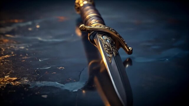 Elegant Dagger - A Detailed Close-Up of a Decorative Weapon.