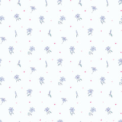 Flower pattern, ditsy floral seamless. Hand drawn small little flower on stripe  background. wallpaper pattern. tiny tulip flower, cottage core style, design for fashion, fabric, packaging, textile
