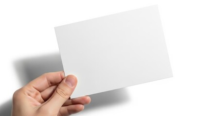 Blank White Card in Hand with Shadow, Holding, Blank card, Empty