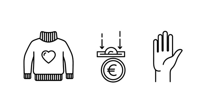 Charitable donation of warm clothing with euro currency symbol