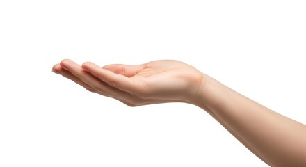 Open Hand Gesture Isolated on White Background, Palm, Offering, Giving