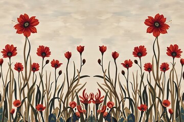 A painted image of flowers on a light background