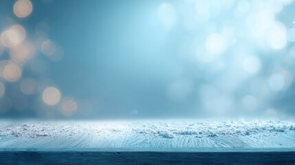 "Spacious background with soft blue lighting and subtle shadows, featuring a blurry spotlight—perfect for winter presentations, branding, cosmetics, and food products."