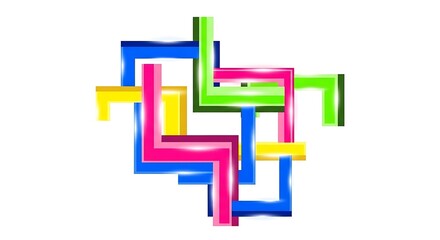 Colorful Abstract Interlocking Shapes on White Background.