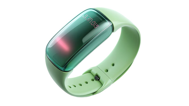Smart fitness tracker watch displaying activity features and health monitoring functions in a sleek modern style on white background