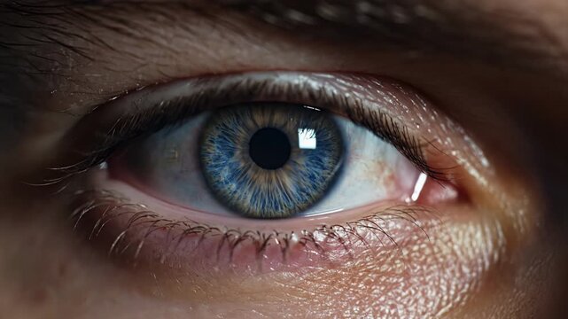 Human eye iris opening pupil extreme close up slow motion