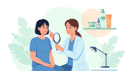 Fototapeta premium Dermatologist Examining Human Skin and Providing Skincare Assistance