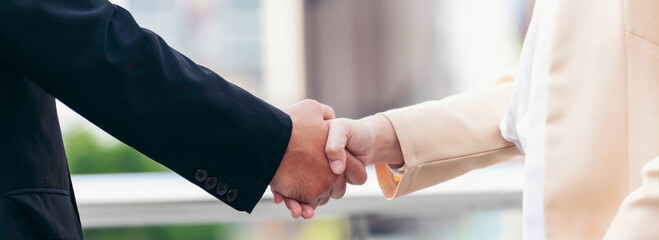 Banner Lawyer teamwork partnership Businessman handshake together. Panorama Two Men Trust honesty...