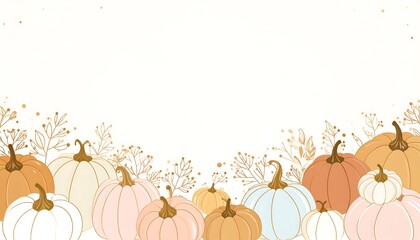 Autumn Harvest - A Colorful Pumpkin Patch Illustration for Fall.