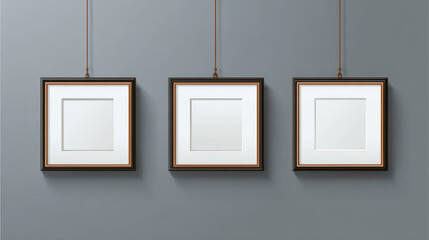 Square picture frame isolated on a wall
