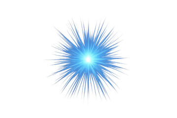 Fototapeta premium Blue light effect creating a sparkling sunburst or star flare. Bright glow expanding with transparent background element