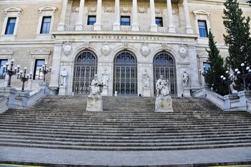 Entrance to the National Library of Spain in Madrid