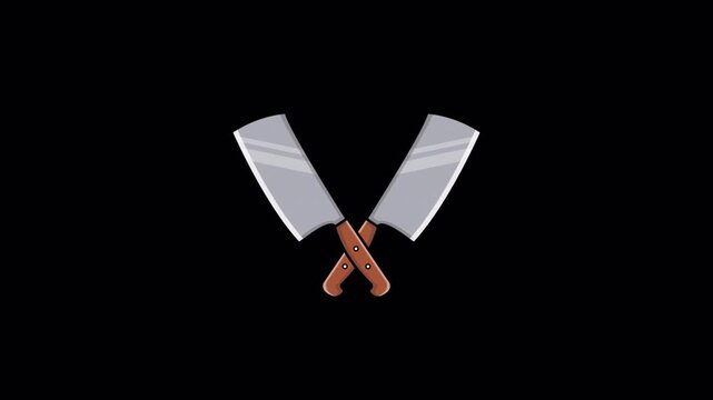 Meat Cleavers Knife. Kitchen Utensils Concept Animation Video - Transparent