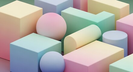 Pastel geometric shapes create a soothing modern background, perfect for branding, social media, and product design mockups with soft, calming vibes