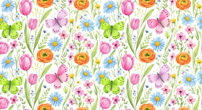 Modern Flower Pattern – Colorful Seamless Floral Vector Artwork