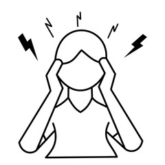 female suffering with headache icon useful for healthcare industry