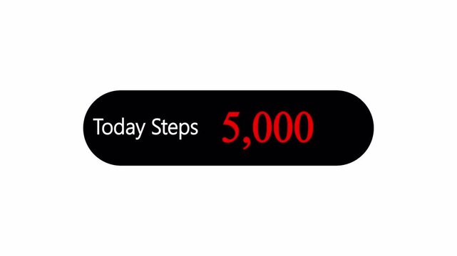 Pedometer Steps Counting Animated: Ten Thousand Run Counter on Black Background Alpha Transparent 4K