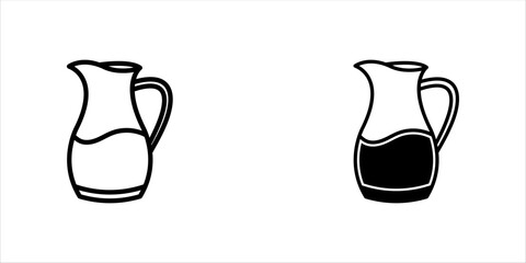Jug milk symbol vector illustration. Outline jug, linear, liquid, icon design, milk glass, sign line graphic. Coffee equipment, kitchen utensils, outline isolated sign. Cooking sticker concept 