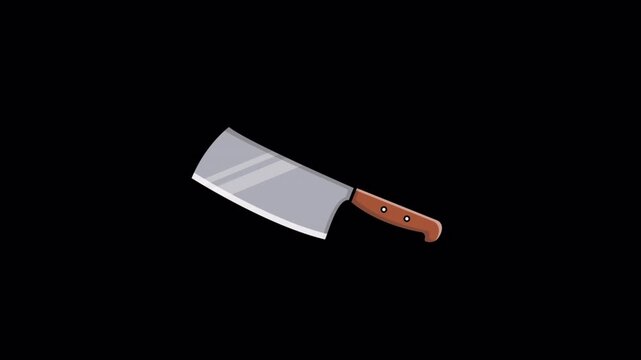 Meat Cleavers Knife. Kitchen Utensils Concept Animation Video - Transparent