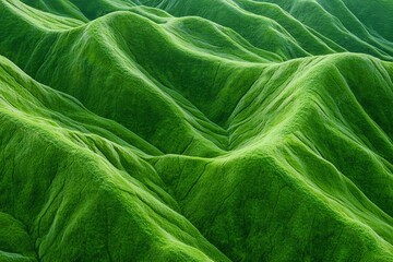 Rolling Green Hills Landscape with Mossy Texture and Subtle Lighting
