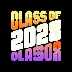 Class of 2028 text with colorful gradient on black background