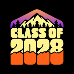 Class of 2028 mountain and trees graphic graduation