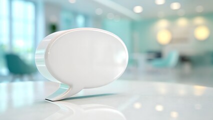 Engaging conversation bubble for announcements in sleek modern office for business communication and feedback
