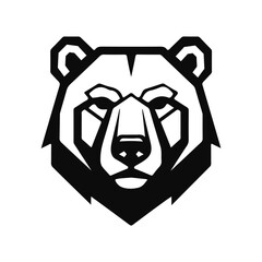 A bold, stylized bear head logo with clean lines and expressive features, emphasizing strength and character. Bear head, animal logo, wild symbol, strong design, predator face