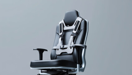 Ergonomic Gaming Chair with Lumbar Support and Adjustable Features on Neutral Background for Comfort and Posture Concepts in Professional Studio Setting