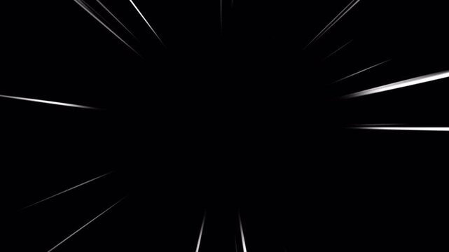Manga dynamic speed lines animation in alpha channel transparent background. Abstract dynamic anime speedlines animation. 4k animation video
