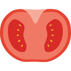 Vibrant Red Tomato Half Slice With Visible Seeds And Juicy Texture Isolated On Transparent Background Healthy Food Ingredient