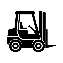 Industrial Lift Truck Silhouette Icon Isolated on White.