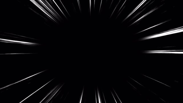 Cartoon fast zoom speed lines animation in alpha channel transparent background. Abstract zoom anime dynamic zoom speed lines animation. 4k animation video