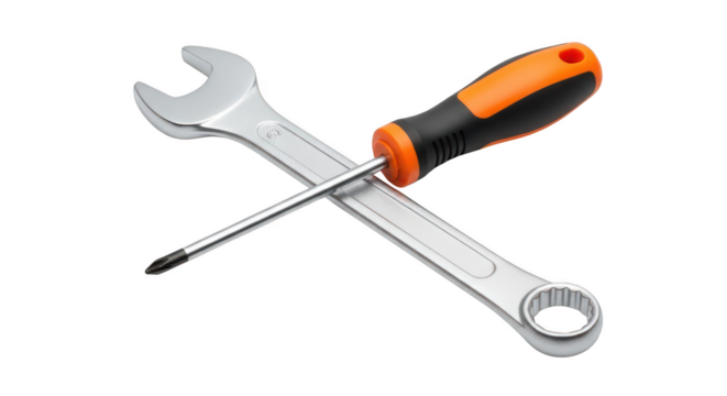 Crossed Wrench And Screwdriver Essential Hand Tools