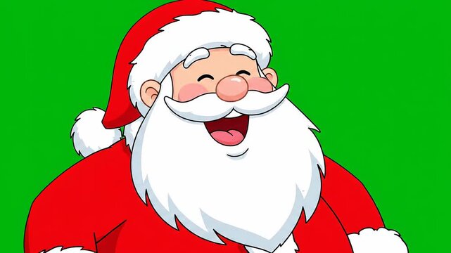 Cartoon Santa Claus Character on Green Screen Background.