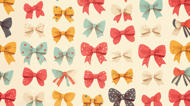 This vibrant vector illustration features an array of beautifully designed vintage bows, perfect for festive and decorative projects.