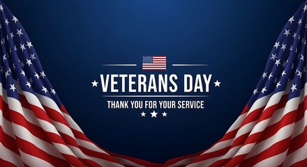 American flags frame veterans day thank you for your service message