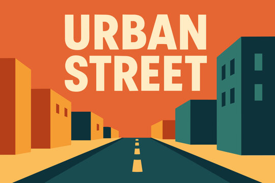 Urban Street Poster. urban street. Modern minimalist poster banner. Bold sans-serif typography with the phrase - Powered by Adobe