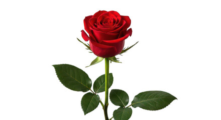 Fototapeta premium Vibrant Red Rose With Green Stem On Black Background