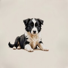 伏せながらカメラ目線のボーダーコリー子犬