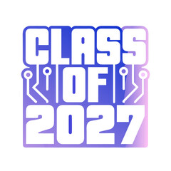 Class of 2027 Graduation Logo with Gradient and Circuit Elements