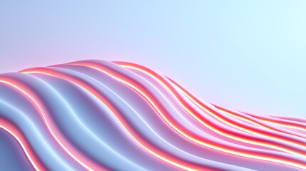 Abstract Wavy Lines with Glowing Edges in Blue and Red