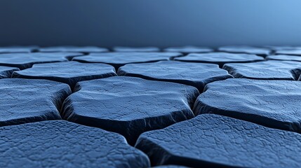 Close-up Hexagonal Cellular Structure Showing Textured Surface in Blue Tones