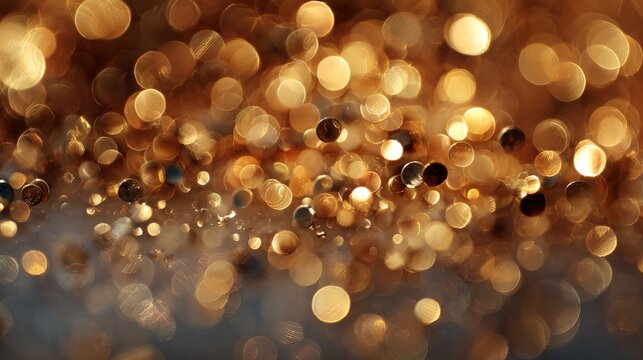 Golden light bokeh abstract background with soft blurry glowing circles warm yellow luminous festive backdrop for holiday designs and elegant celebration visuals