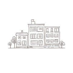 Outline of Homes and Real Estate Icons, Suitable for Web Design and Print Applications