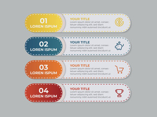 Design template for vector infographic labels with icons and 4 options or steps. Suitable for process diagrams, presentations, workflow layouts, banners, flow charts, and infographics.