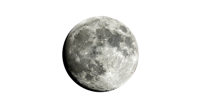 Detailed full moon isolated perfect for astronomy and space design isolated PNG with Transparent Background