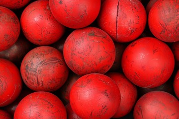 Arrangement of Red Bocce Balls Close Together for a Game Setting