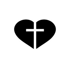 Church heart icon with religious cross. Vector illustration.