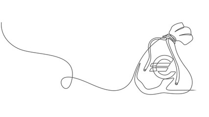 Money bag with euro sign continuous one line drawing animation, Full length animation High quality 4k video, Business symbol concept animated video. Animated technology logo. vector. Business loan. - Powered by Adobe